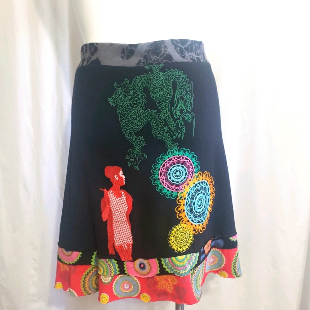 Desigual patchwork embroidered skirt